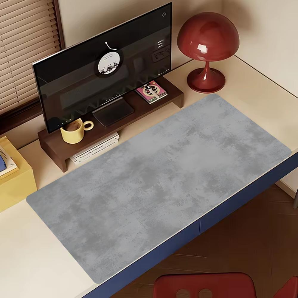 Minimal Grey Marble Texture Large Gaming Mouse Pad Non Slip Rubber Stitched Edge Hd Print Mat For Gamer Laptop Workstation