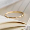 Stainless Steel Gold Color 1 mm Thin Finger Ring With Zirconia Wedding Band Personality High Quality Luxury Jewelry Party Gifts