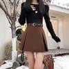 Women's Petite Wool A-Line Pleated Skirt in Coffee - Flattering High-Waisted Pencil Design for Autumn/Winter 2025