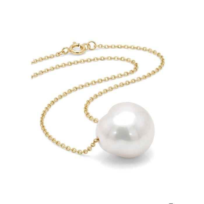 Collier - Pearls & Colors - Perle de Culture d'Eau Douce Baroque - Perle Blanche - Or Jaune 375/1000 - Qualité AAA+ - Femme