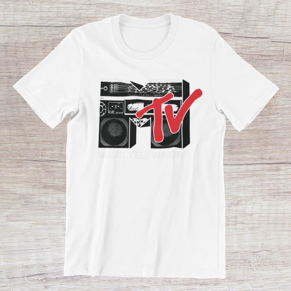 Mtv Music Television Tshirt 90s Old School Logo Boombox On Ring Spun Cotton Tee