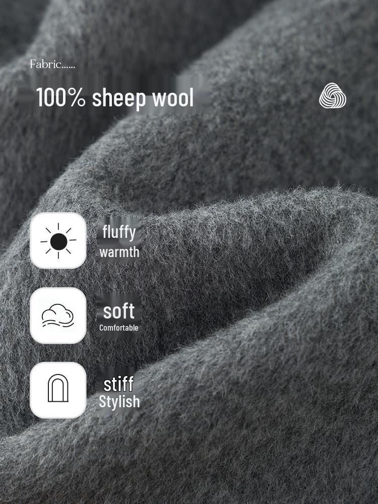 Fan Si Lan En Diamond Draped White Double-Sided Wool Coat for Women - Autumn/Winter Woolen Jacket