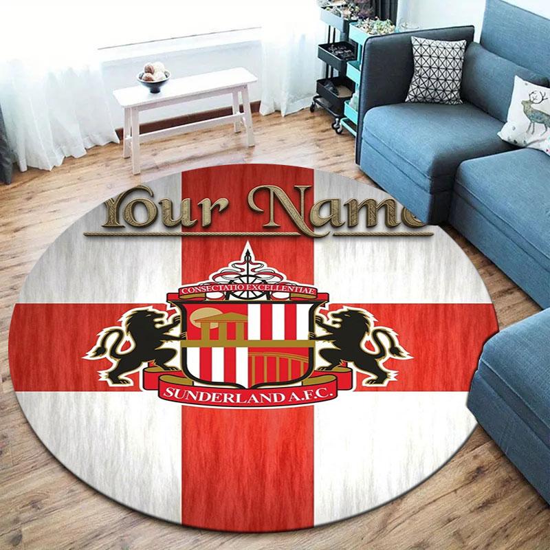 Sunderland A.F Custom Name Round Area Rug,Carpet Rug for Living Room Bedroom Sofa Playroom Decor,Non-slip Floor Mat