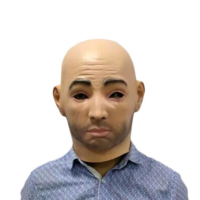 Realistic Bald Head Mask Men Halloween Party Cosplay Costume Accessory Latex Full