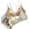 Mankejiao Women's Summer Thin Bra, Small Bust Non-Slip Cup Push-Up, Foundation Liquid Thin Strap Bra, French Deep V Triangle Cup