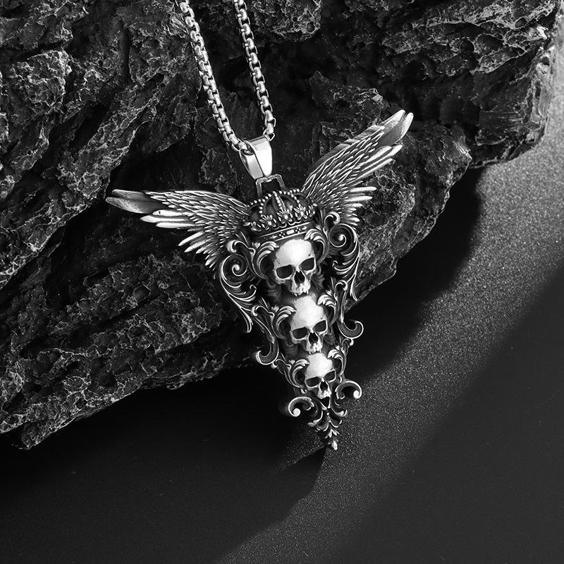 Accessories Skull Wings Style Hip-Hop Trendy Men's Pendant Necklace