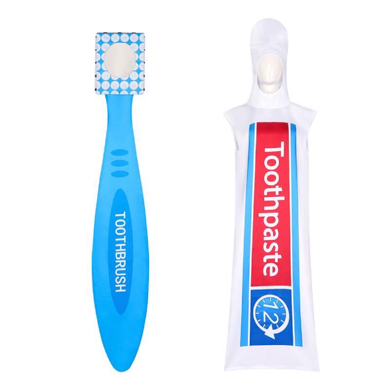 

Toothpaste Toothbrush Funny Cosplay Costume Couple Halloween Roleplaying Outfit