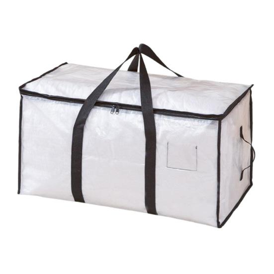 Velká úložná taška na quilt Průhledný úložný box s víkem Zesílená ucha Vodotěsný Skládací Stěhovací úložné tašky Tašky pro balení oblečení Lůžkovin