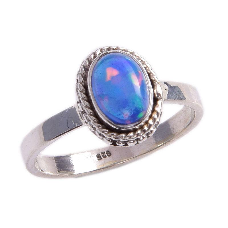 Natural Ethiopian Opal Gemstone Handmade 925 Solid Sterling Silver Ring S.7 f2y83