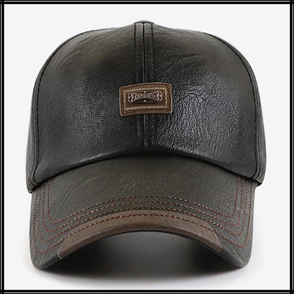 Casual Leather Cap Hat Running Outdoor CA723 [White Fang] Women's Men's (Black)