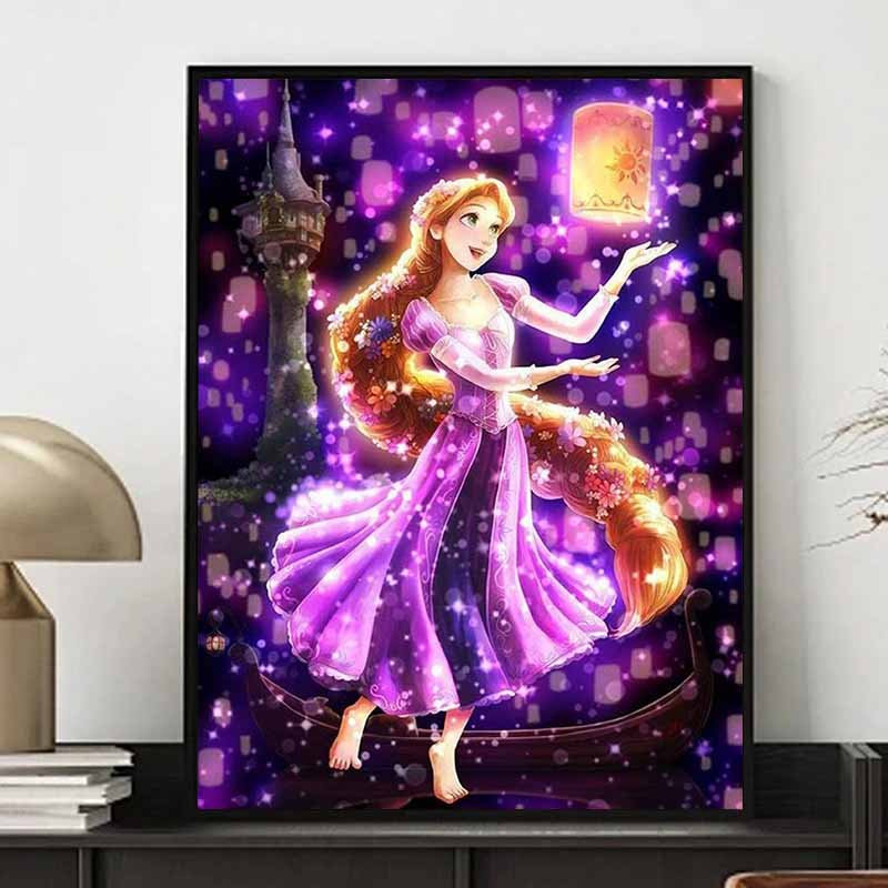 Disney Diamond Painting Rapunzel Sky Lantern Dream Theme Illustration Diamond Mosaic Cross Stitch Diamond Inlaid Room Decoration Gift