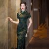 Green National Style New Chinese Style Suzhou Long Improved Cheongsam Young Women's High Sense Retro Slim Catwalk Spring and Summer
