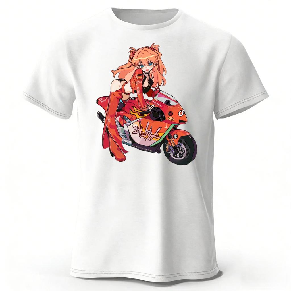 Fashionable Motorcycle Girl Printed Cotton Short Sleeves Summer Men's Soft Comfortable Oversized Loose Short Sleeves Top