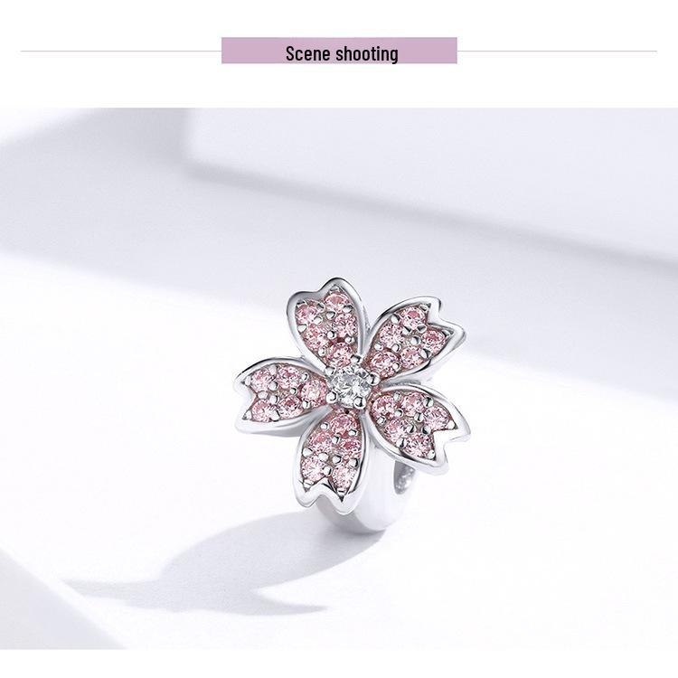 Yinziyun Cherry Blossom Silicone S925 Silver Beads for DIY Fashion Bracelets (SCC1291)