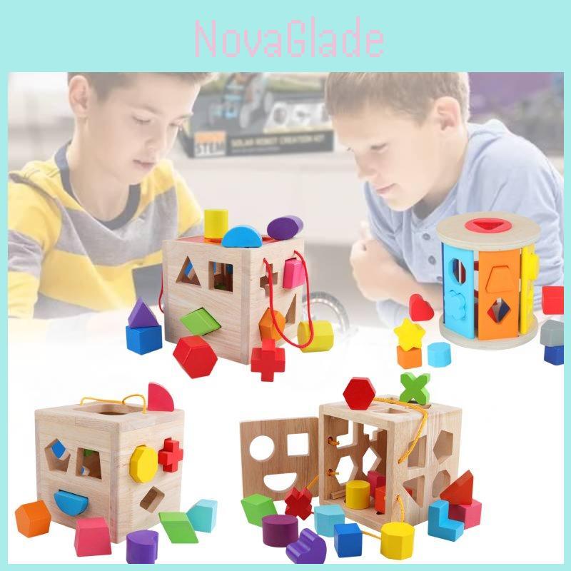 Colorful Aa Geometry Shape Matching Toy Set Wooden Building Blocks For Babies And Toddlers
