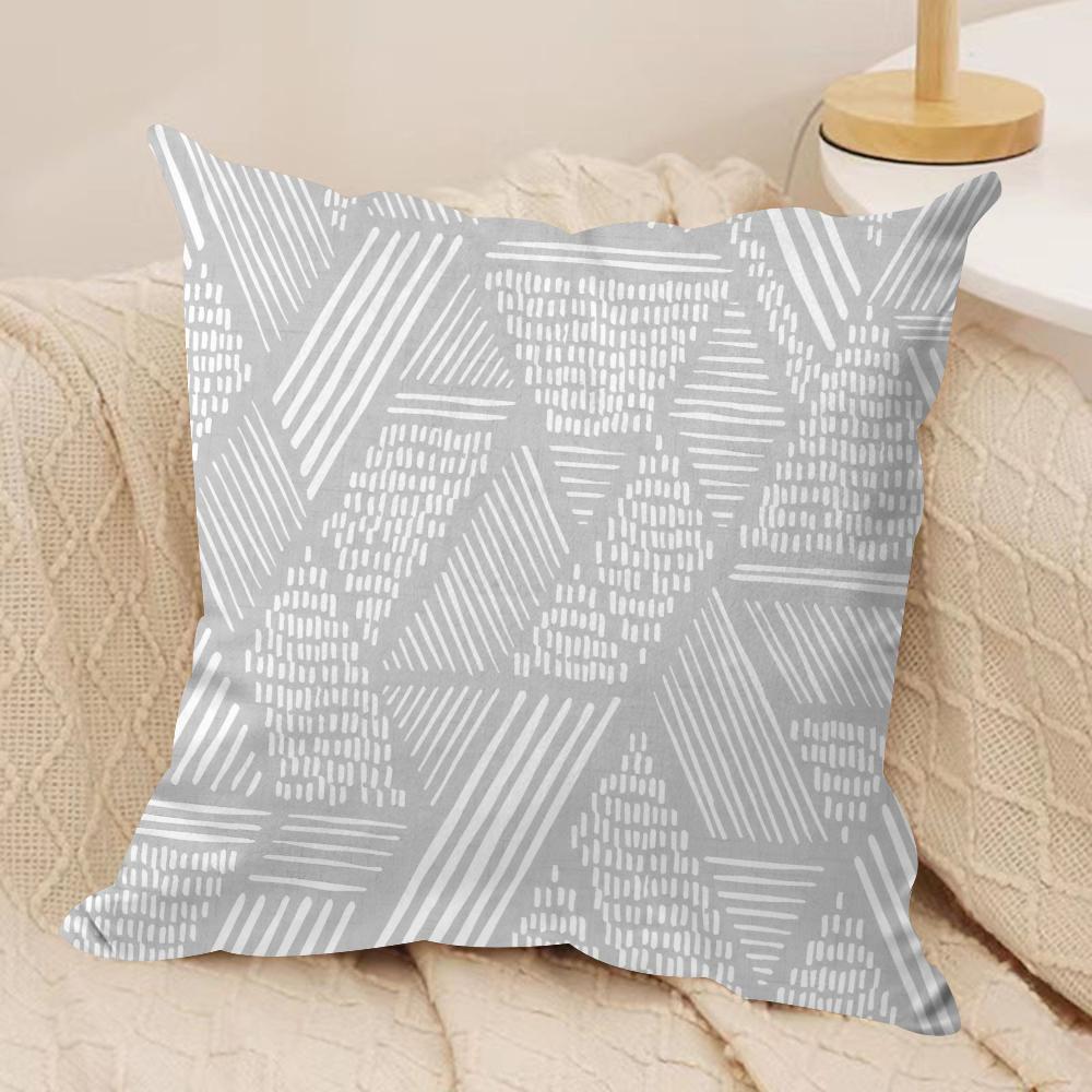 Gray Nordic Geometry Cushion Cover Soft Plush Fabric DoubleSided Printed Cushion Covers for All Seasons Modern HomeDecor Gift