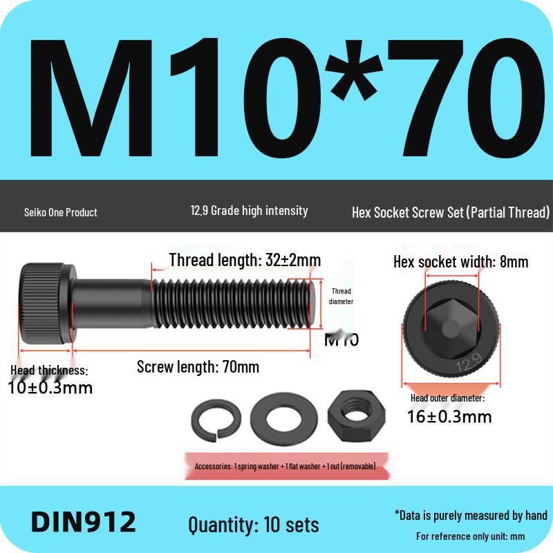 12.9 High Strength Socket Head Cap Screw and Nut Set M8-M16.