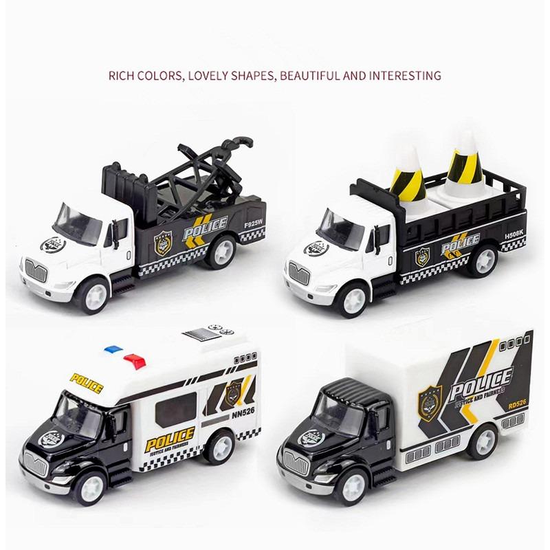 4pcs Pullback City Car Model Set Alloy Cars Toy Play Set City Series Opened Doors Truck Model Toy