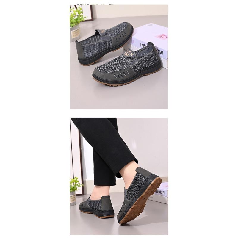 Men's Summer Plus Size Old Beijing Cloth Shoes, Breathable Mesh Slip-on Casual Dad Shoes for Cross-border Foreign Trade