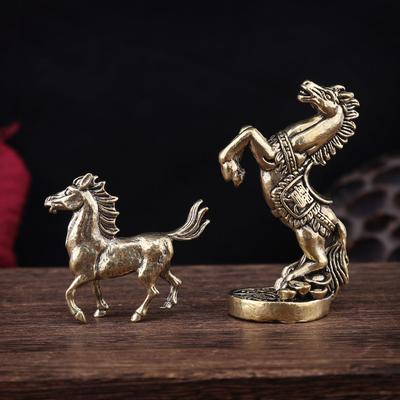 Brass Yuanbao Horse Ornament: Standing Horse Home Decoration for Wealth & Luck