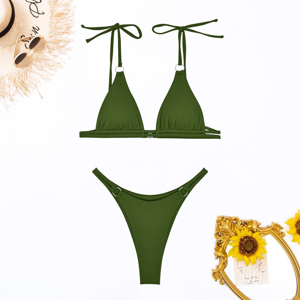 Europäischer & Amerikanischer Gerippter Dreieck-Bikini: Doppelseitig, Sexy, Grenzüberschreitende Bademode