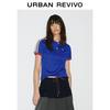 UR 2025 Autumn Women's Color-Block Letter Jacquard Cotton Polo Shirt
