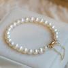 Freshwater Pearl Bracelet Gold Clasp Adjustable White Pearl Jewelry Gift for Women