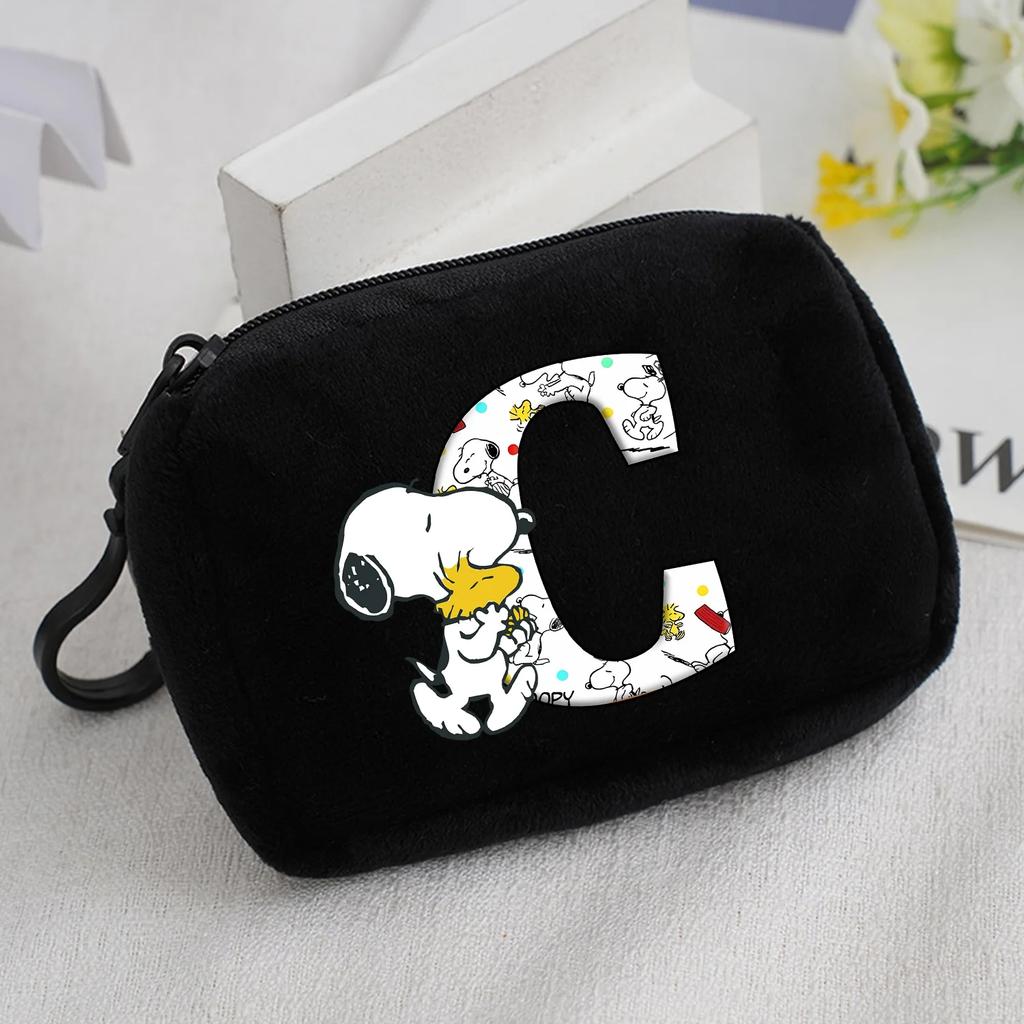 Snoopy Coin Purse Kawaii Cartoon Mini Wallet Man Woman Zipper Purse Fashion Anime Black Money Card Storage Bags Birthday Gift