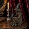 Figurka čarodějnice na Halloween Soška stromu Gotická figurka vrány z pryskyřice Temná fantasy Okouzlující ozdoba Sváteční party potřeby Dekorace