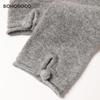 BOHOBOCO Damen 100% Kaschmir Handschuhe mit Handgelenkschnalle