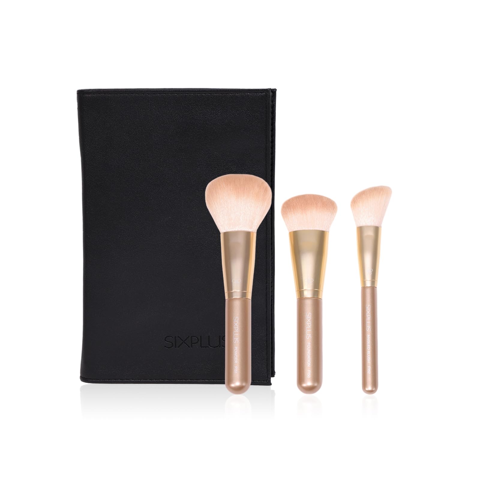 

Набор кистей для лица SIXPLUS из 3 кистей для тональной основы, кистей для щек, кистей для пудры, серия Dawn (Бледное золото)
