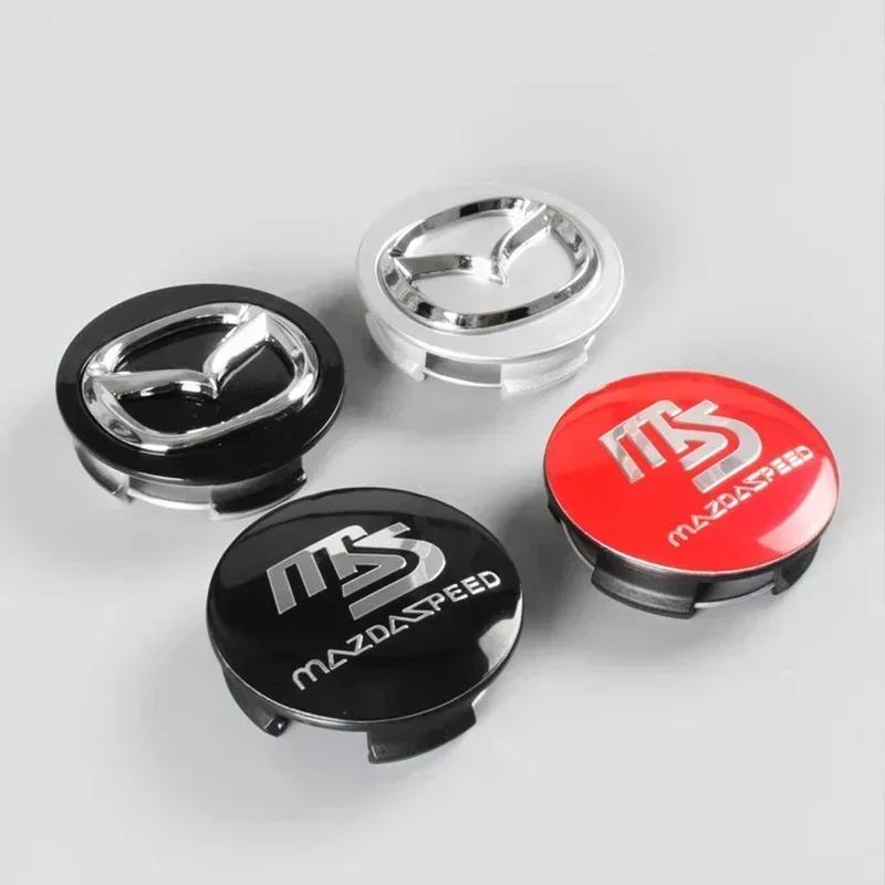 Conjunto de 4 peças de calotas centrais de roda de 56 mm com logotipo, emblema e capa para Mazda 6, 3, CX5, 2, CX7, Demio, Atenza, Axela, MX30, CX30, CX3, CX9, MX5, RX8 e RX7.