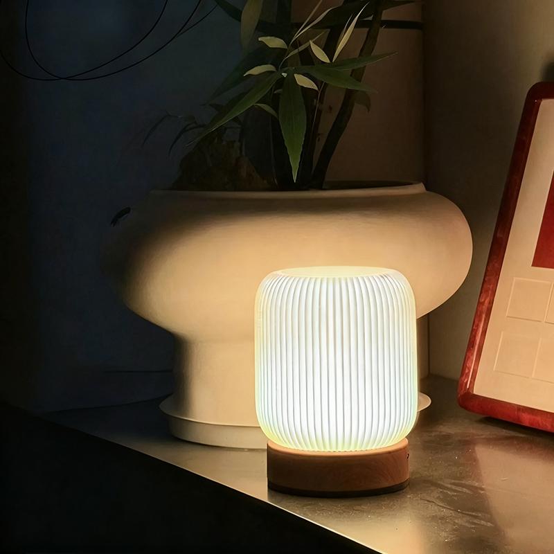 Night Light Touch 3 Color Infinite Dimming Rechargeable Wood Grain Bedside Lamp Bedroom Living Room Atmosphere Decoration Lamp
