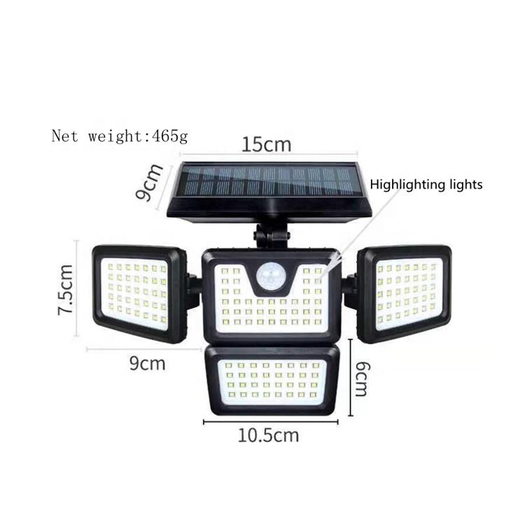 141 LED 3 Heads Adjustable Design IP 65 Waterproof Outdoor Garden Solar Lamp Powered Sunlight Solar Wall Mounted Street Light