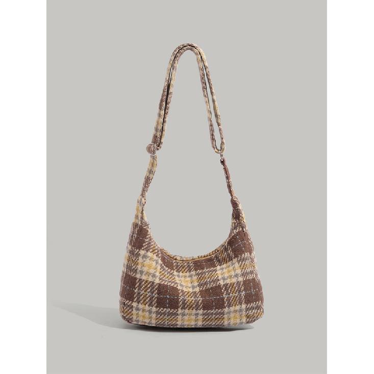 

Autumn and Winter Plaid Tote Bag Women s 2024 New Large Capacity Class Commuter Bag Niche Retro Shoulder Messenger Bag Brown Plaid