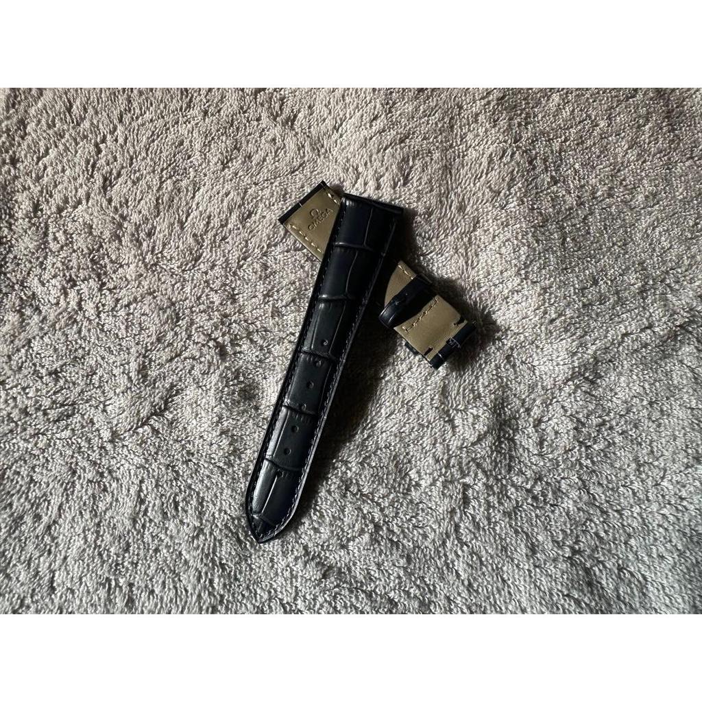 Used OMEGA De Ville Series 21mm Leather Strap Navy Unused