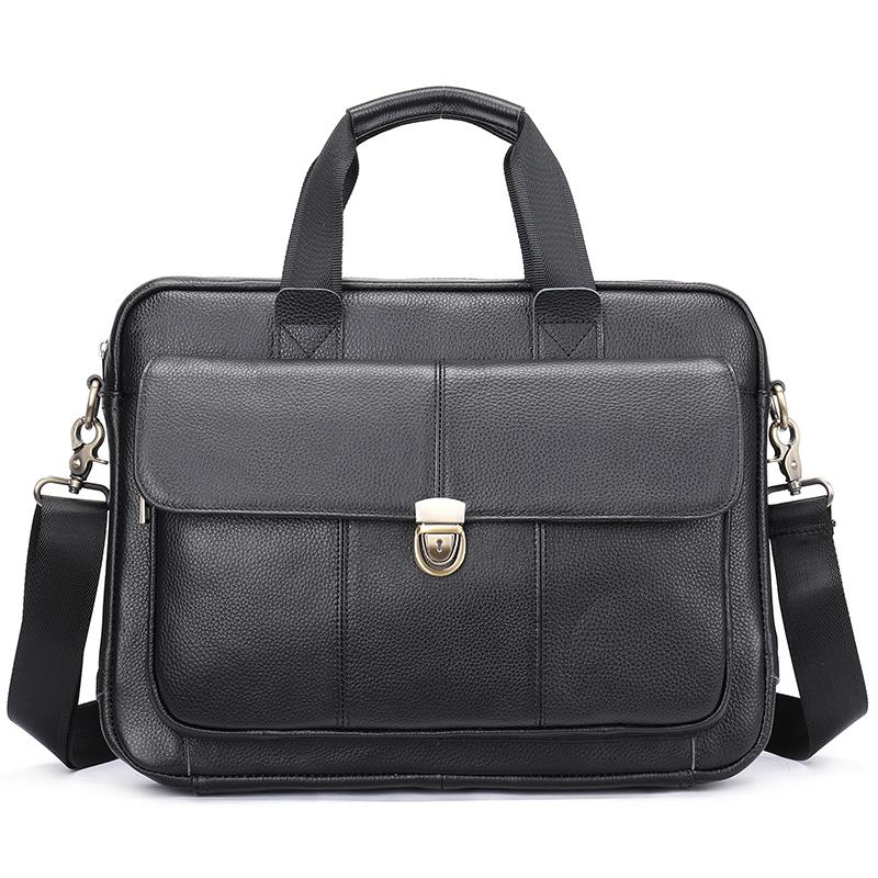 New Men's Briefcase Casual Vintage Genuine Leather Handbag Large-Capacity Business Laptop Bag Crossbody Bag