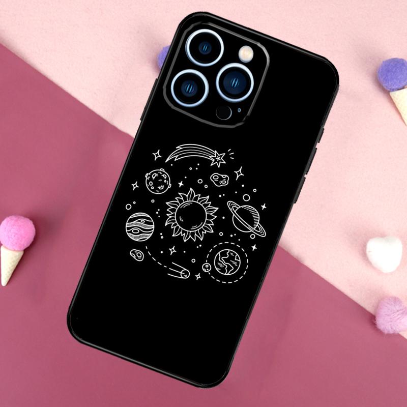 Aesthetic Space Stars Planet Case For iPhone 15 16 Pro Max 11 12 13 Mini 14 15 Pro Max 15 Plus XR 16e Phone Back Cover