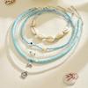 Blue beaded necklace, European and American jewelry, summer fashion ins style shell design, high-end item jewelry