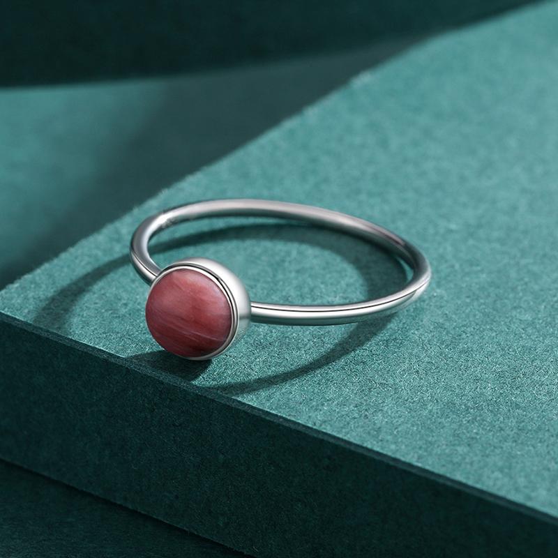 MODIAN Αυθεντικό Ασήμι 925 Στερλίνας Στρογγυλό Ροδοχρωσίτης Κομψό Δαχτυλίδι Δαχτύλου Επλατινωμένο Μάρκα Νυφικό Κόσμημα Για Γυναίκες Δώρο