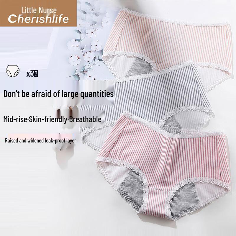 

Женское хлопковое полосатое менструальное белье Little Nurse с защитой от протеканий XL