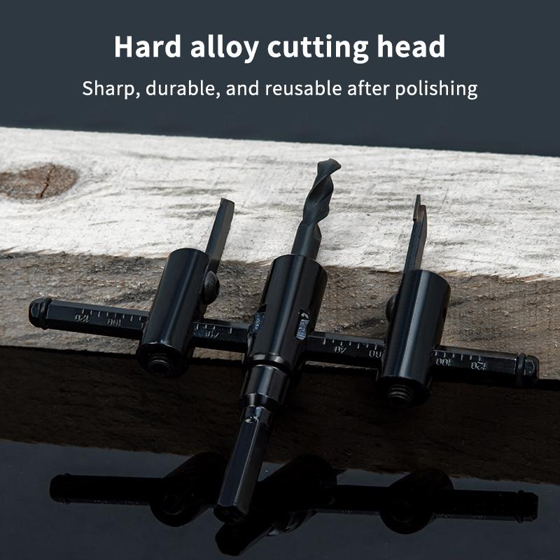 Adjustable Circle Hole Saw Cutter Drill Bit Burr Free Cutting Tool for Door Lock Hole Opening Installation Works