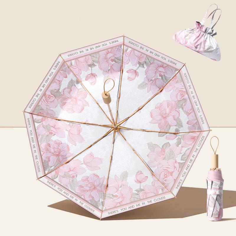 Three-Fold 8-Bone Double-Layer Double-Flower Vinyl Sun Protection Umbrella Uv Protection For Women Sun And Rain Dual-Purpose Sun