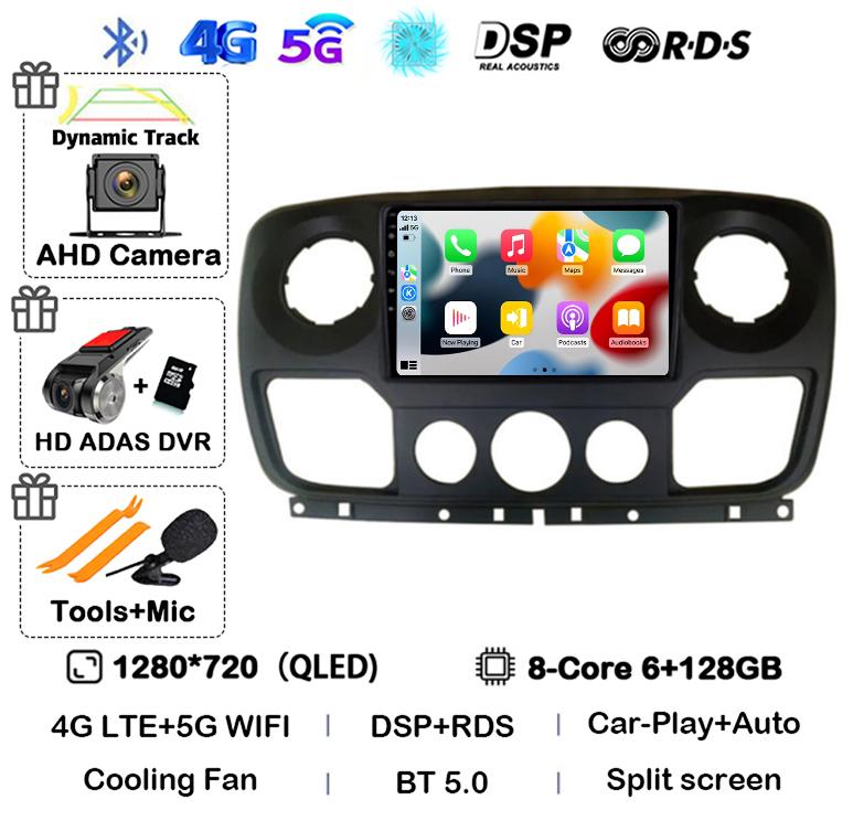 Android 14 Auto Carplay Car Radio For Renault Master Nissan NV400 Opel Movano 2010-2021 Multimedia Video Player GPS Wifi+4G QLED