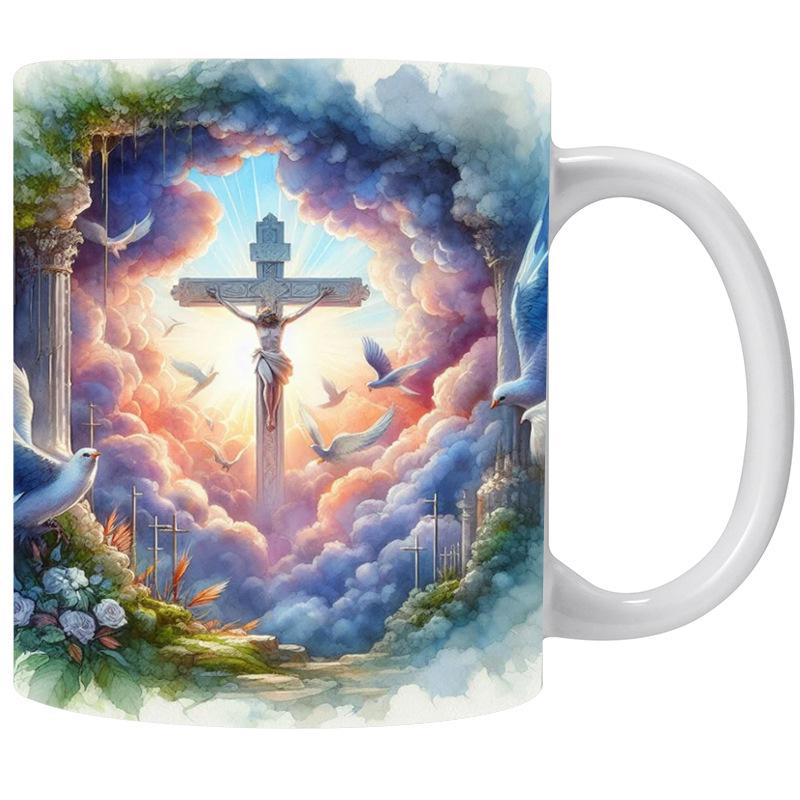 3D Cross Ceramic Coffee Mug Tea Mug New Hope Sunshine