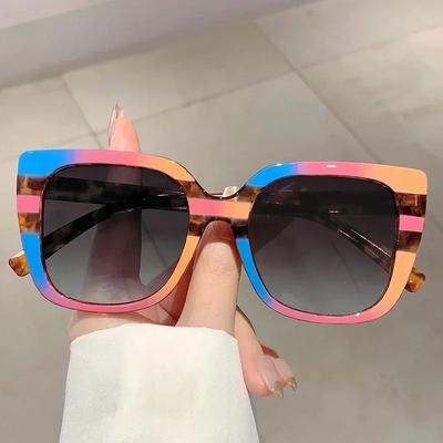 Nowe Modne Kwadratowe Okulary Przeciwsłoneczne Damskie Męskie Ins Popularne Duże Gradientowe Okulary Przeciwsłoneczne dla Pań na Imprezę Plażową Okulary UV400