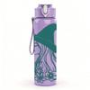 1PC Green Line Art Witch Girl 750ml Color Plastic Sports Water Bottle Leakproof Flip Straw Lid Suitable for Sports Office Home Use