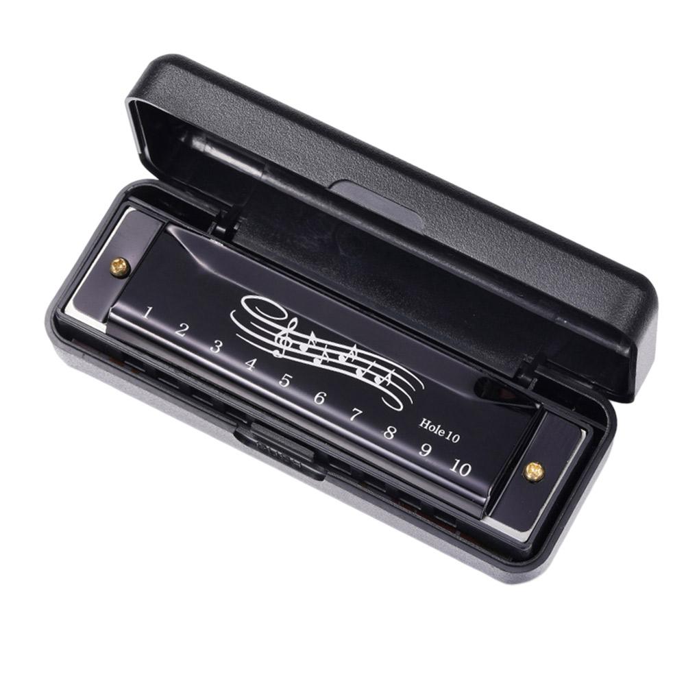 Tragbare 10 Löcher 20 Töne Mundharmonika Mini Mundharmonika Frühes pädagogisches Musikinstrument mit Etui für Anfänger