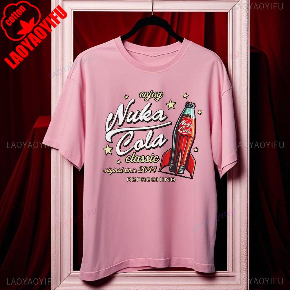 Nuka Cola Fallout Unisex Softstyle Cotton T-Shirt Funny Tshits Vintage Red T Shirt 2044 Tee Tops Fan Gift Ropa Hombre Harajuku