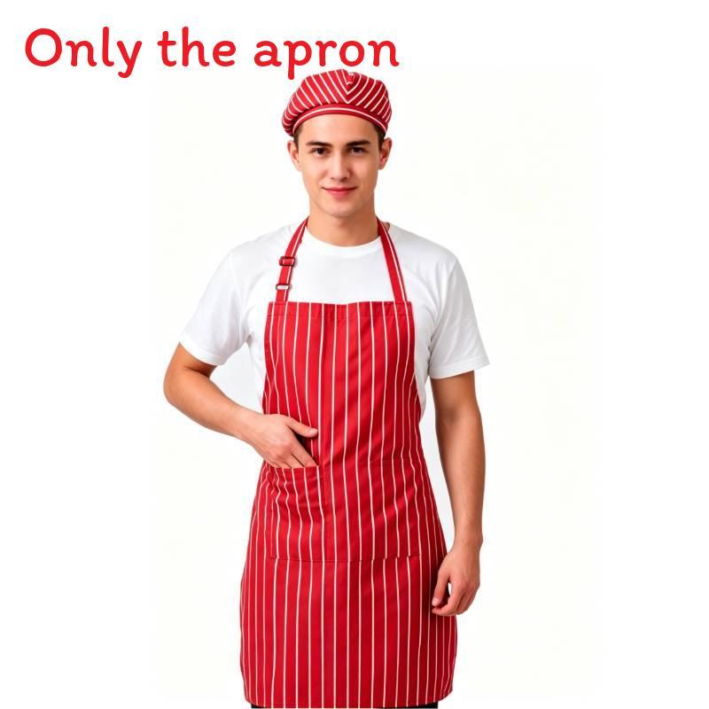 Striped And Peppers Print Sleeveless Apron For Restaurant Chefs And Waitstaff